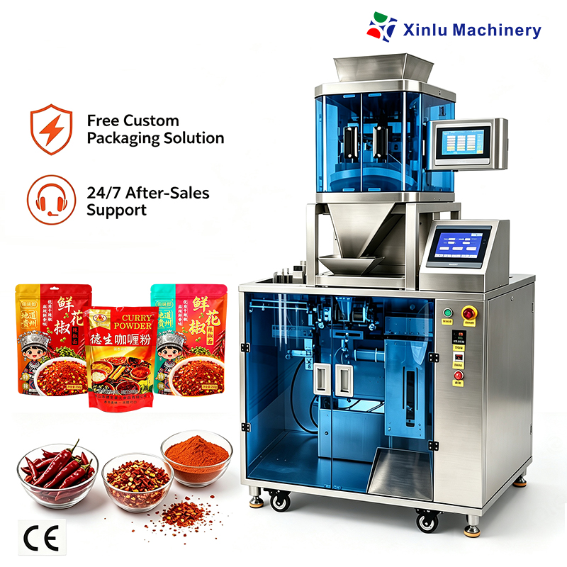 Fully automatic 3-head high-precision premade-pouch packaging machine