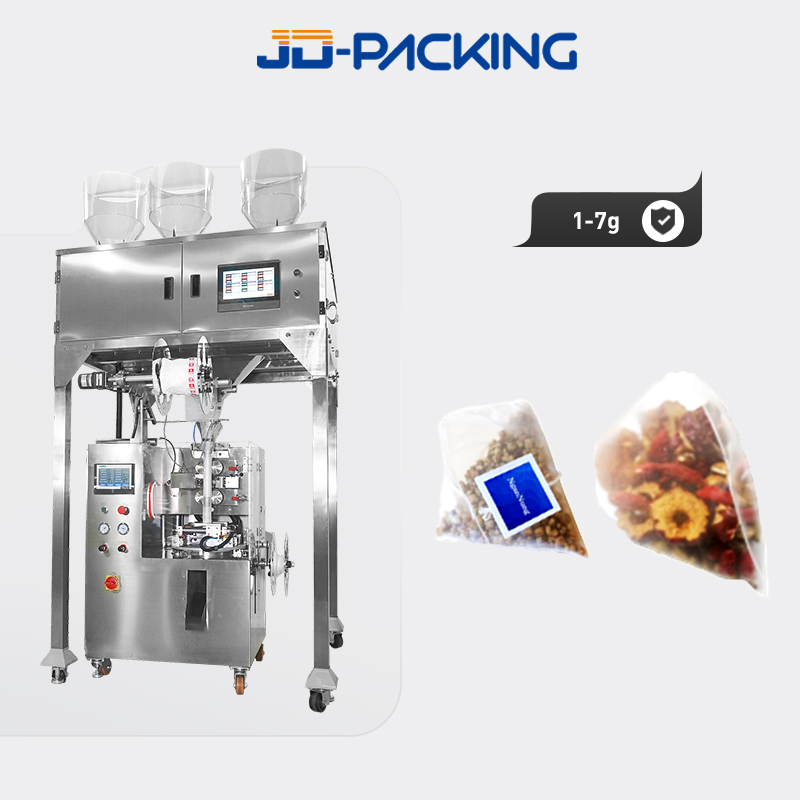 SJB06 electronic weighing nylon triangle bag packing machine with 6 head weighing
